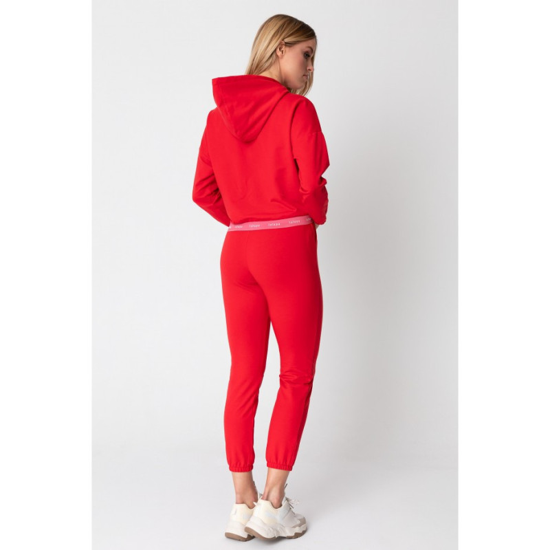 LA103 Krótka bluza z gumą logowaną - czerwona