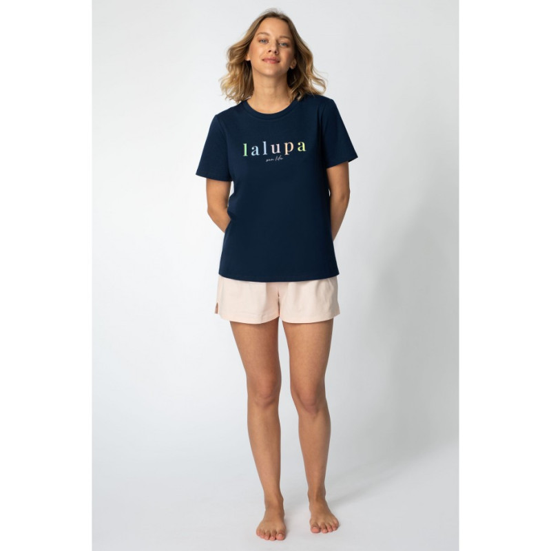 LA109 T-shirt z napisem "LALUPA sea life" - granatowy