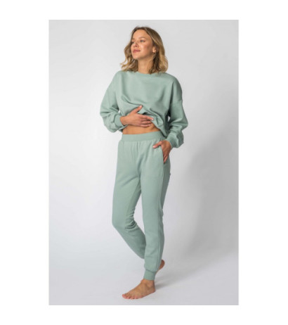 LA112 Spodnie dresowe ze ściągaczami - miętowe