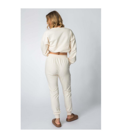 LA112 Spodnie dresowe ze ściągaczami - waniliowe