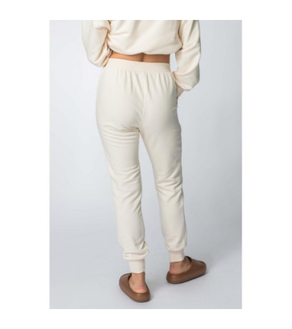 LA112 Spodnie dresowe ze ściągaczami - waniliowe