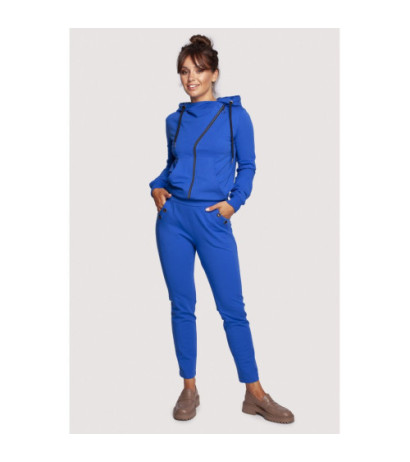 B243 Spodnie z przeszyciami na nogawkach - chabrowe