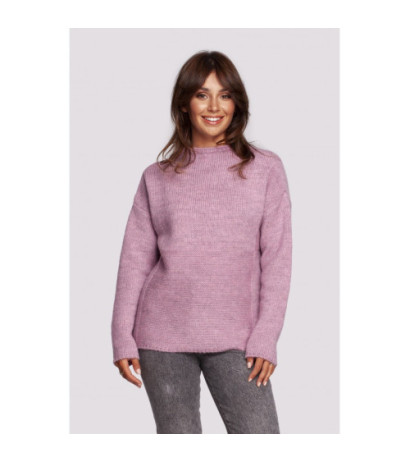 BK091 Sweter ze stójką - pudrowy