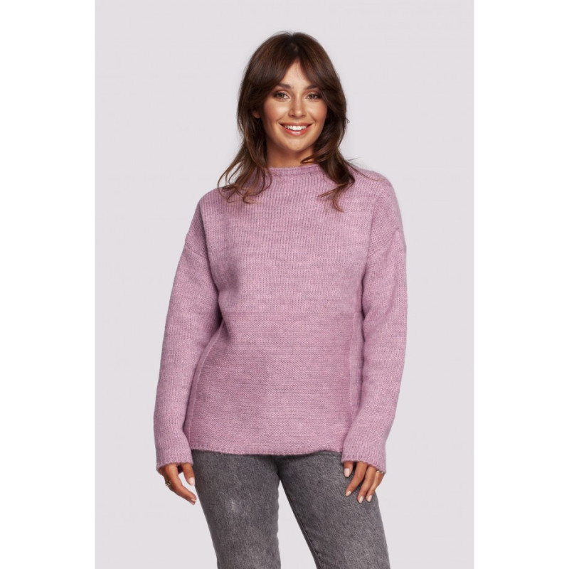 BK091 Sweter ze stójką - pudrowy