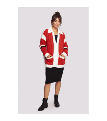 BK094 Kardigan wielokolorowy z zamkiem i kołnierzem - model 1