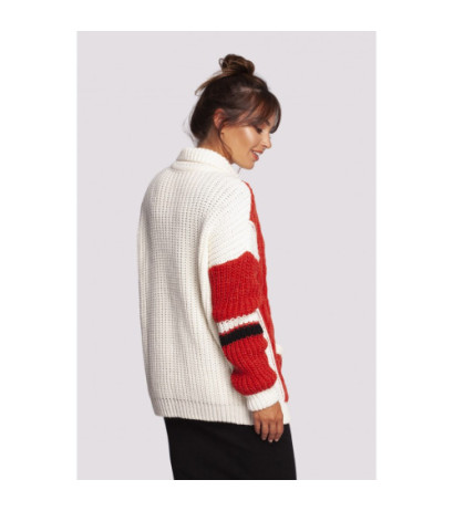 BK094 Kardigan wielokolorowy z zamkiem i kołnierzem - model 1