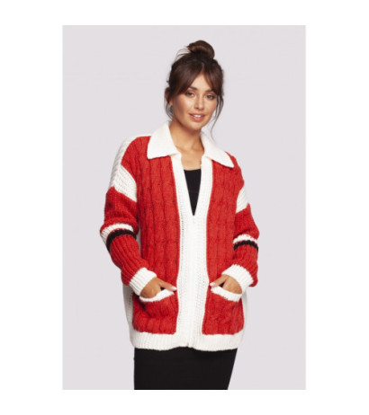 BK094 Kardigan wielokolorowy z zamkiem i kołnierzem - model 1