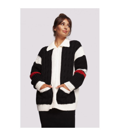 BK094 Kardigan wielokolorowy z zamkiem i kołnierzem - model 2