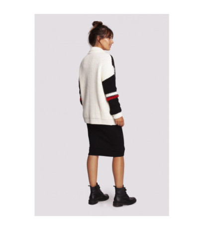 BK094 Kardigan wielokolorowy z zamkiem i kołnierzem - model 2