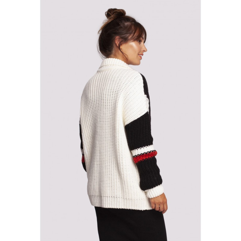 BK094 Kardigan wielokolorowy z zamkiem i kołnierzem - model 2