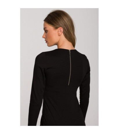 S314 Sukienka ołówkowa ze skórzanymi wypustkami - czarna