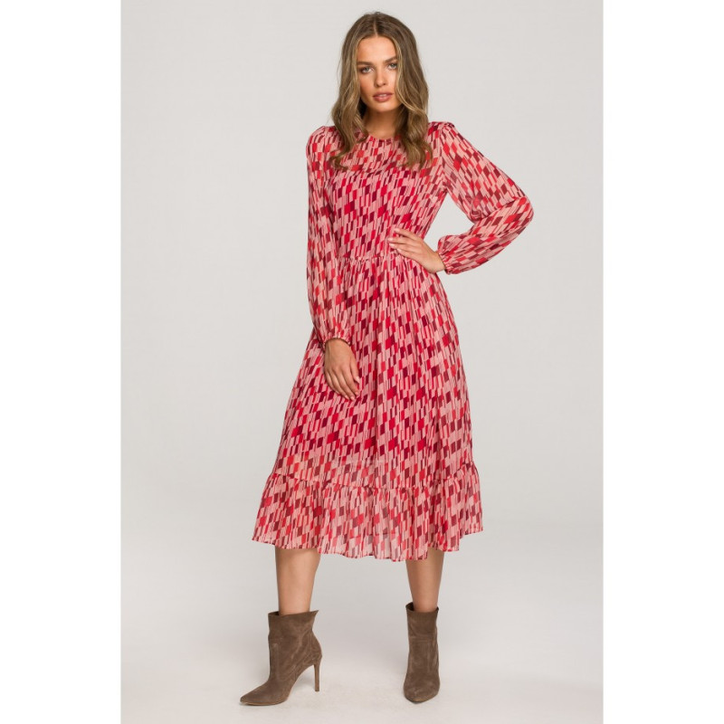 S320 Sukienka szyfonowa z falbaną - model 1