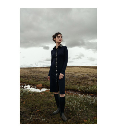 S322 Sukienka ołówkowa z napami - granatowa