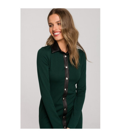 S322 Sukienka ołówkowa z napami - zielona