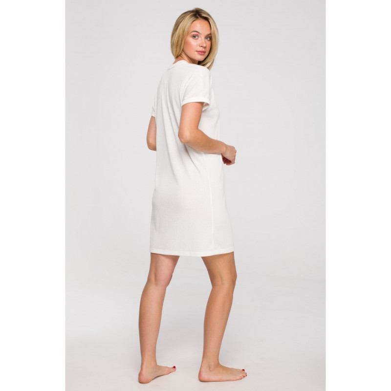 LA120 Prążkowana koszulka do spania - ecru