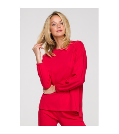 LA122 Bluzka do spania z długimi rękawami - czerwona