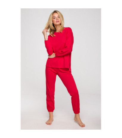 LA122 Bluzka do spania z długimi rękawami - czerwona