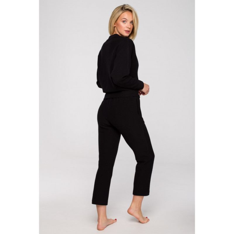 LA128 Bluza z kopertowym dekoltem - czarna