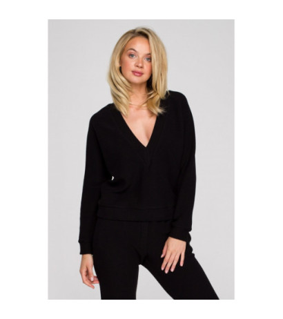 LA131 Bluza z głębokim dekoltem - czarna