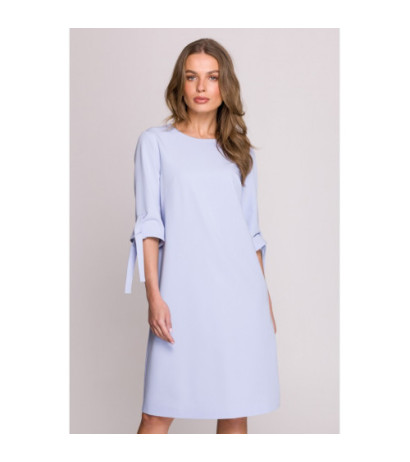 S393 Sukienka z wiązanymi rękawami - błękitna