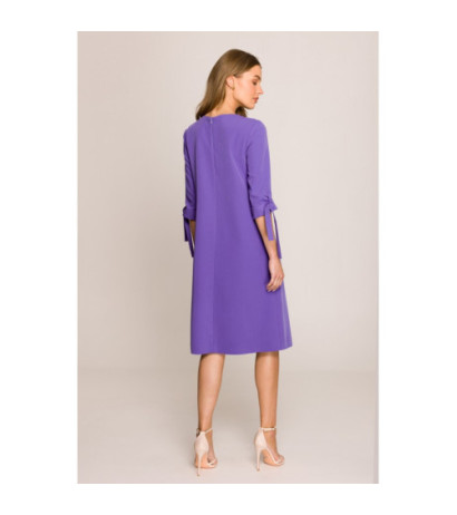 S393 Sukienka z wiązanymi rękawami - fioletowa