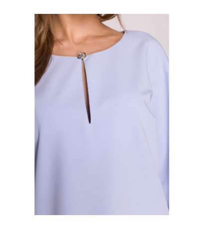 S394 Sukienka o luźnym fasonie z łezką w dekolcie - błękitna