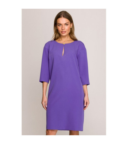 S394 Sukienka o luźnym fasonie z łezką w dekolcie - fioletowa