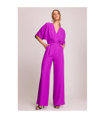 S395 Kombinezon z dekoltem kopertowym - lawendowy