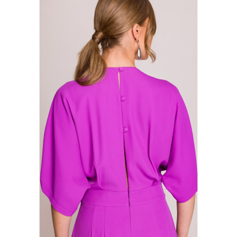 S395 Kombinezon z dekoltem kopertowym - lawendowy