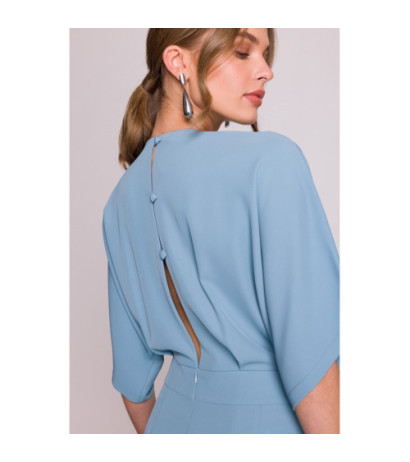 S395 Kombinezon z dekoltem kopertowym - zimny niebieski