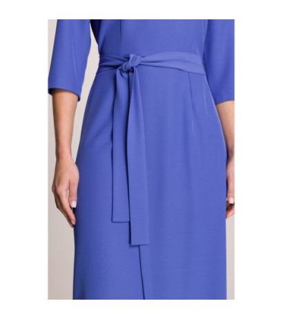 S396 Sukienka z kopertowym motywem - niebieska