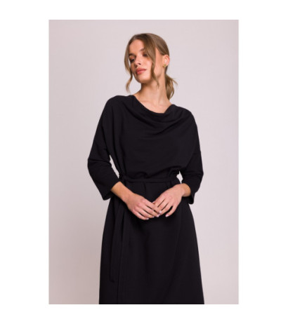 S403 Sukienka oversize z modalu - czarna