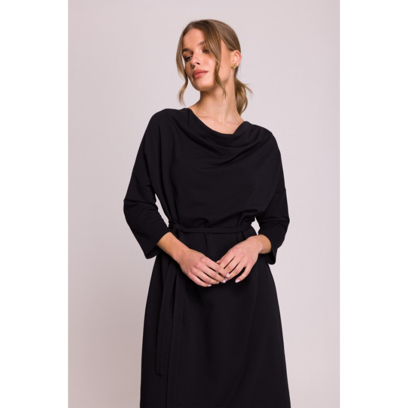 S403 Sukienka oversize z modalu - czarna
