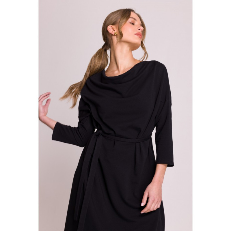S403 Sukienka oversize z modalu - czarna