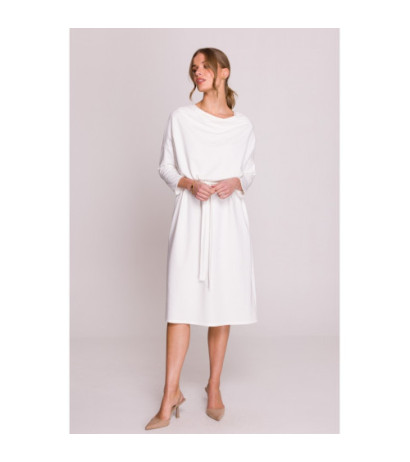 S403 Sukienka oversize z modalu - ecru