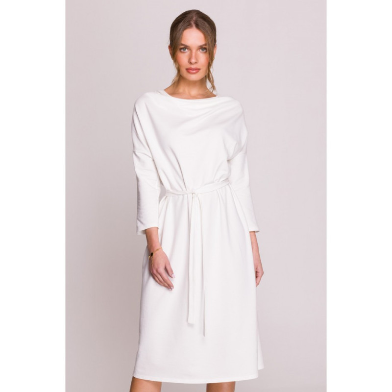 S403 Sukienka oversize z modalu - ecru