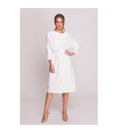 S403 Sukienka oversize z modalu - ecru