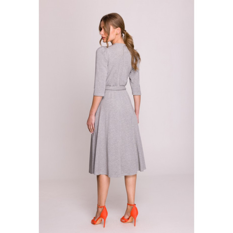 S404 Sukienka z przeplotem z modalu - szara