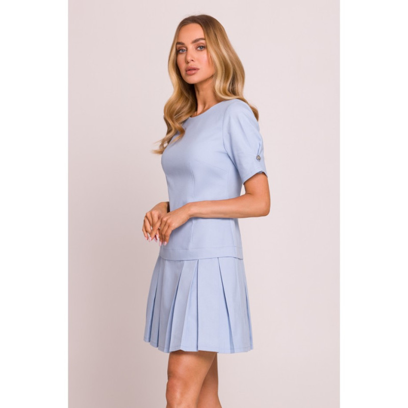 M842 Sukienka z plisowanym dołem - błękitna
