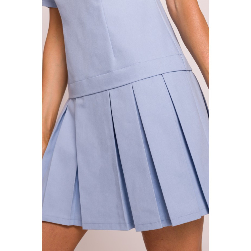 M842 Sukienka z plisowanym dołem - błękitna