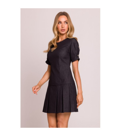M842 Sukienka z plisowanym dołem - grafitowa