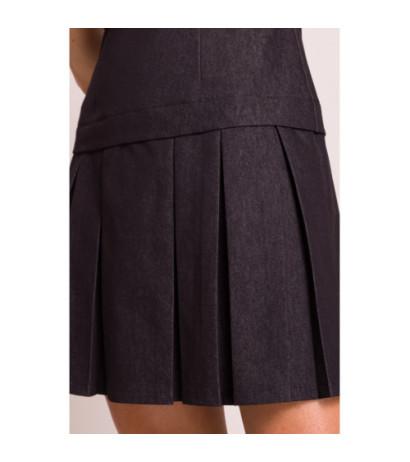 M842 Sukienka z plisowanym dołem - grafitowa