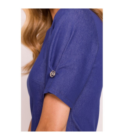 M842 Sukienka z plisowanym dołem - niebieska