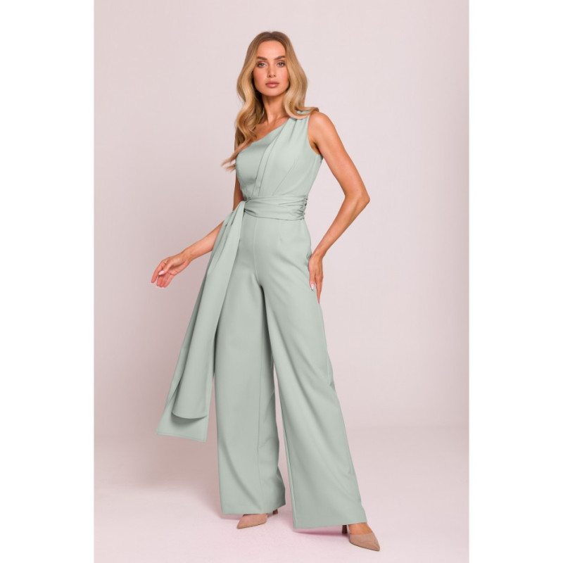 M845 Kombinezon na jedno ramię z wiązanymi szarfami - miętowy