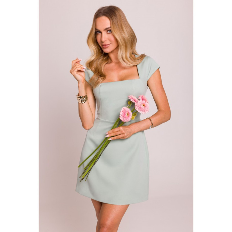 M846 Sukienka mini z głębokim dekoltem - miętowa