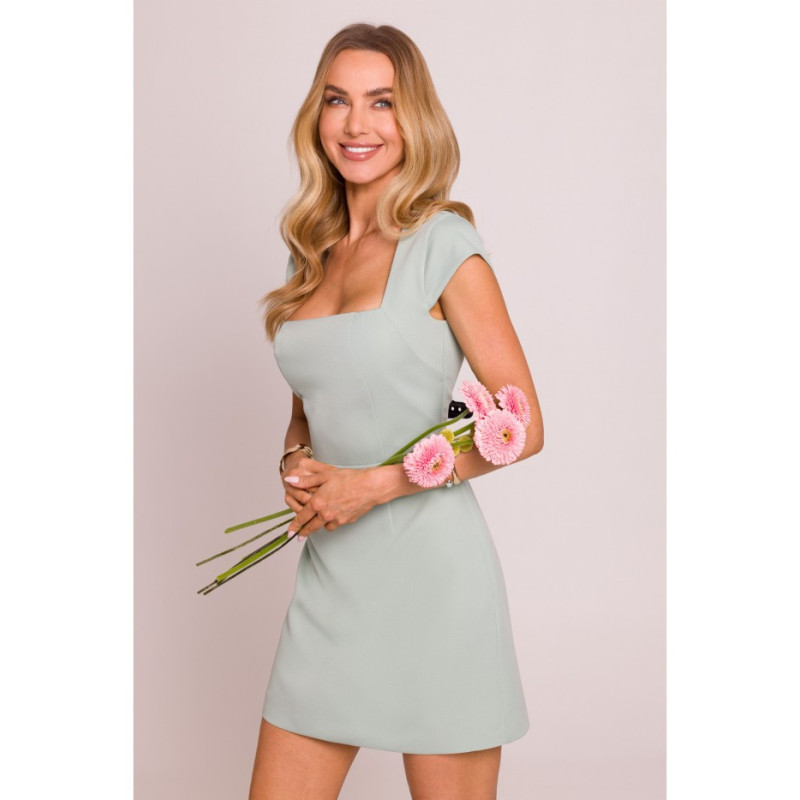 M846 Sukienka mini z głębokim dekoltem - miętowa