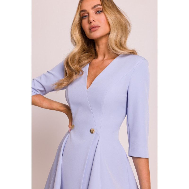 M848 Sukienka mini z klinami - błękitna