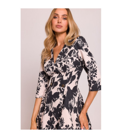 M849 Wzorzysta sukienka mini z klinami - model 1