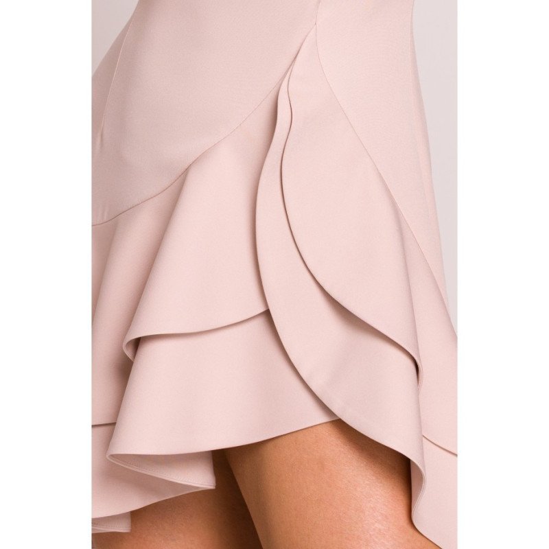 M850 Sukienka z falbanami - jasny beżowy