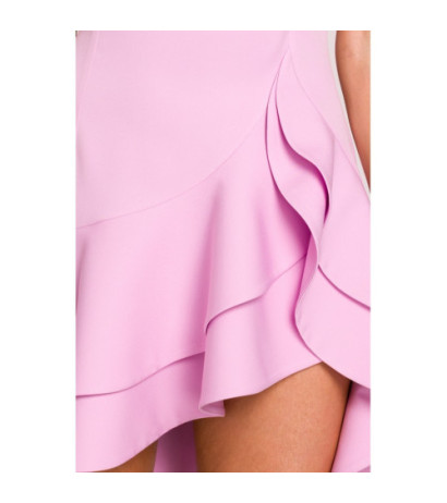 M850 Sukienka z falbanami - cukierkowy róż